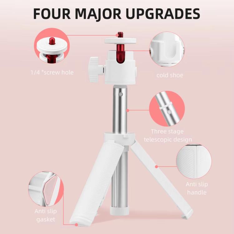 Flymile 15.8-30.8cm Tripod Selfie Stick for Action Cameras With 360-degree Adjustable Ball Head & Cold Shoe(White) - free shipping - PMC TechLife - Order now!