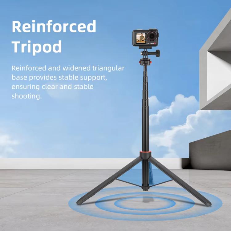 Flymile 1.63m Magnetic Quick-Release Tripod Selfie Stick for Action Cameras for Vlogging, Outdoor Sports(Black) - free shipping - PMC TechLife - Order now!