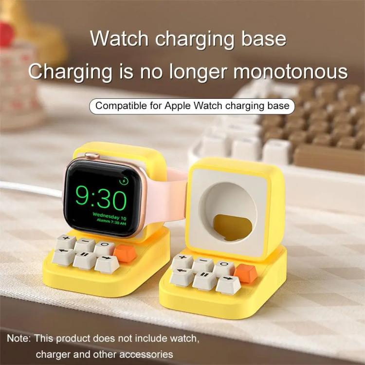 For Apple Watch Typewriter Style Stand Wireless Charging Silicone Base(Yellow) - free shipping - PMC TechLife - Order now!