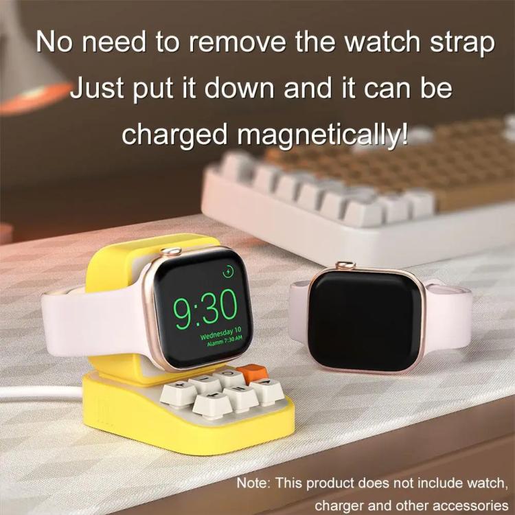 For Apple Watch Typewriter Style Stand Wireless Charging Silicone Base(Yellow) - free shipping - PMC TechLife - Order now!