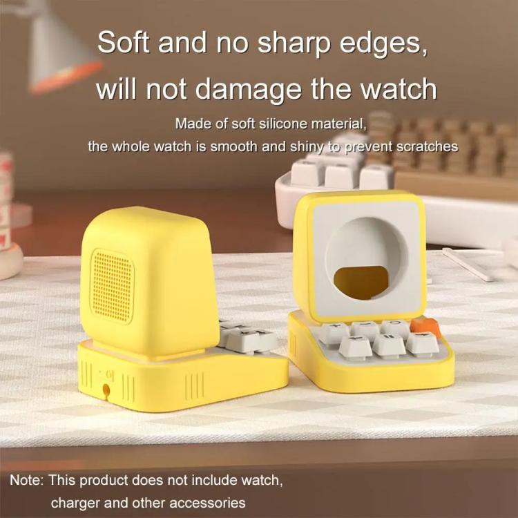 For Apple Watch Typewriter Style Stand Wireless Charging Silicone Base(Yellow) - free shipping - PMC TechLife - Order now!