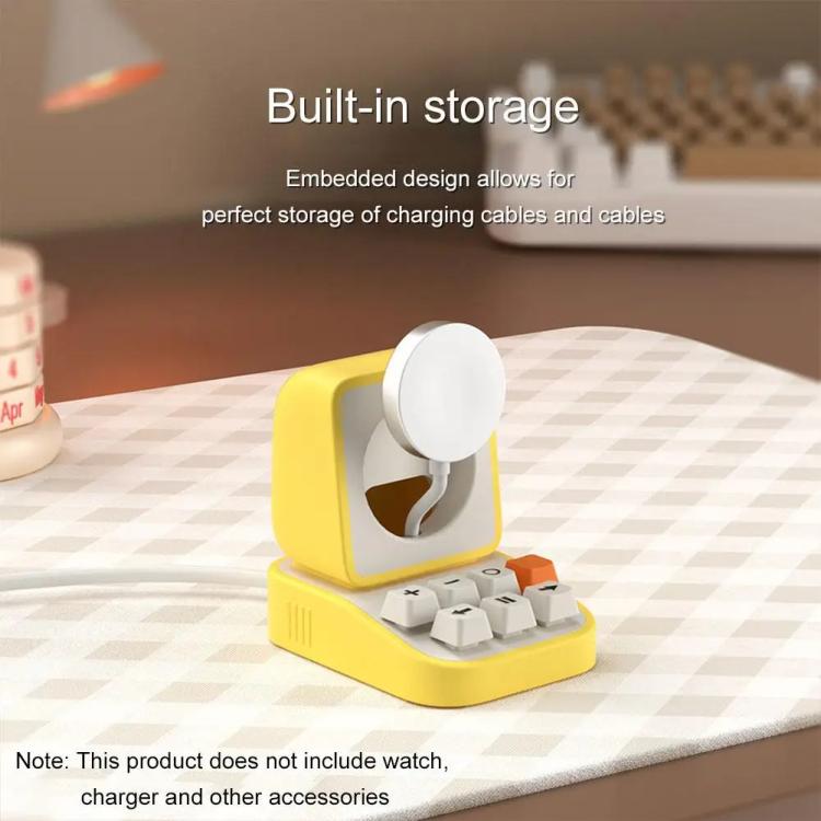 For Apple Watch Typewriter Style Stand Wireless Charging Silicone Base(Yellow) - free shipping - PMC TechLife - Order now!