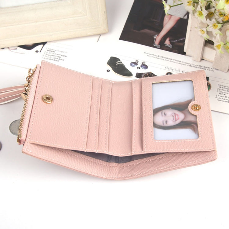 Lady Short Cross-Streaked Suzip Wallet(Pink) - Wallets by PMC Jewellery | Online Shopping South Africa | PMC Jewellery