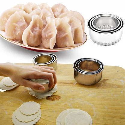 3 PCS Stainless Steel Round Dumplings Wrappers Molds Set Cutter Maker Tools(Circular) - Baking mat & Bakewares by PMC Jewellery | Online Shopping South Africa | PMC Jewellery