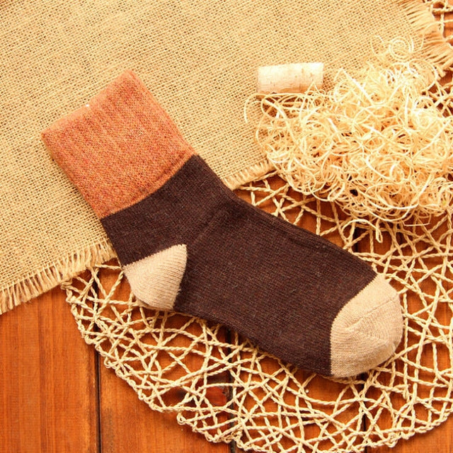 5 Pairs Winter Vintage Rabbit Wool Socks Thicken Patchwork Cotton Socks, Size:Free Size(coffee socks) - Tube Socks by PMC Jewellery | Online Shopping South Africa | PMC Jewellery