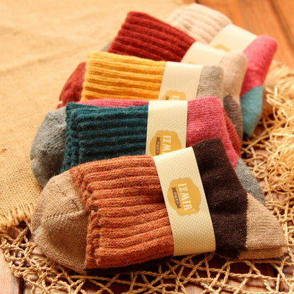 5 Pairs Winter Vintage Rabbit Wool Socks Thicken Patchwork Cotton Socks, Size:Free Size(coffee socks) - Tube Socks by PMC Jewellery | Online Shopping South Africa | PMC Jewellery