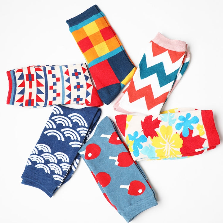 Funny Cute Happy Socks Womens Men Print Casual Harajuku Socks( Square) - Tube Socks by PMC Jewellery | Online Shopping South Africa | PMC Jewellery