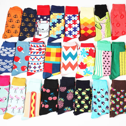 Funny Cute Happy Socks Womens Men Print Casual Harajuku Socks( Square) - Tube Socks by PMC Jewellery | Online Shopping South Africa | PMC Jewellery