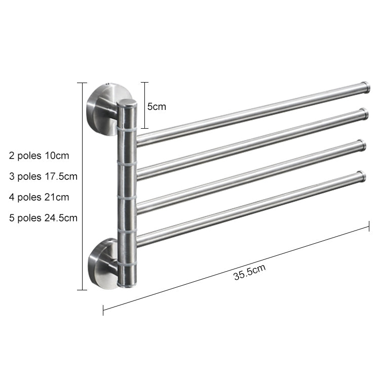 Stainless Steel Towel Bar Rotating Towel Rack Bathroom Kitchen Wall-mounted Towel Polished Rack Holder, Model:Brushed Five Poles - Shelves by PMC Jewellery | Online Shopping South Africa | PMC Jewellery