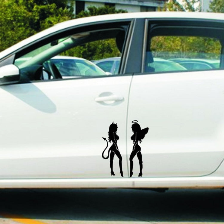 10 PCS QYPF ANGEL DEVIL Sexy Girl Car Sticker Car Styling Decal, Size: 18x14cm(Black) - Decorative Sticker by PMC TechLife | Online Shopping South Africa | PMC TechLife | Buy Now Pay Later Mobicred