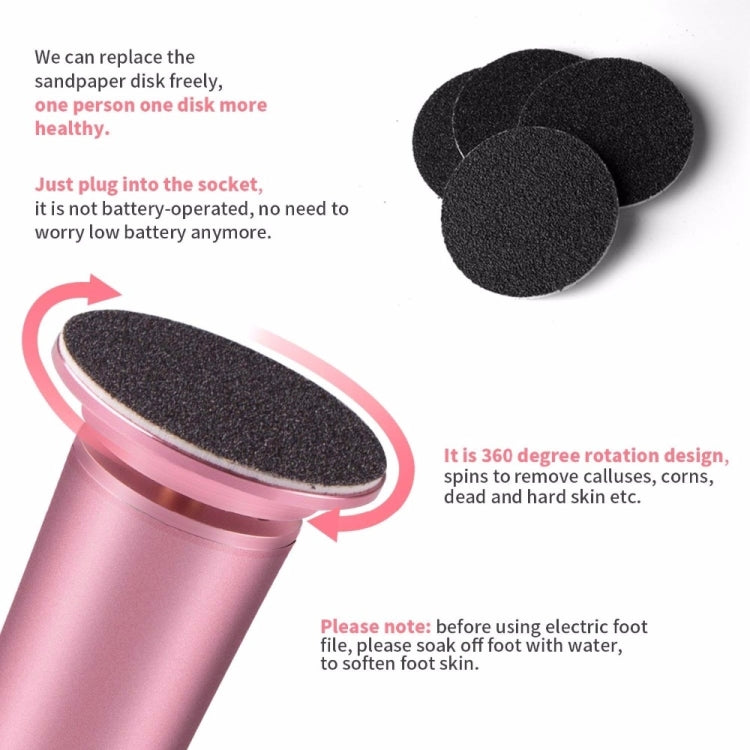 Electric Foot File Speed Adjustable Sandpaper Discs Callus Remover Pedicure Fast Remove Feet Hard Cracked Dry Dead Skin Tool, Plug Type:EU plug(Pink) - free shipping - PMC TechLife - Order now!