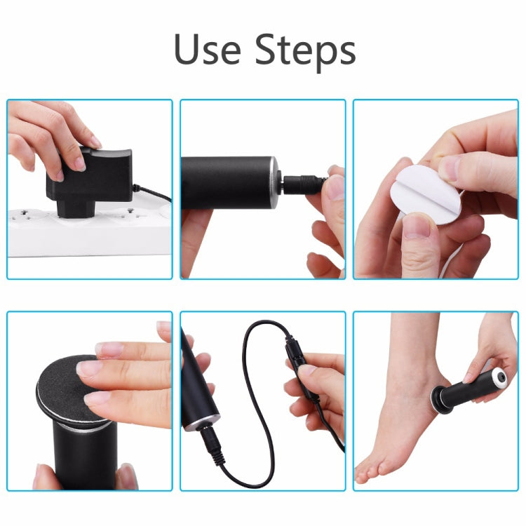 Electric Foot File Speed Adjustable Sandpaper Discs Callus Remover Pedicure Fast Remove Feet Hard Cracked Dry Dead Skin Tool, Plug Type:EU plug(Black) - Grinding Tools & Accessories by PMC TechLife | Online Shopping South Africa | PMC TechLife | Buy Now Pay Later Mobicred