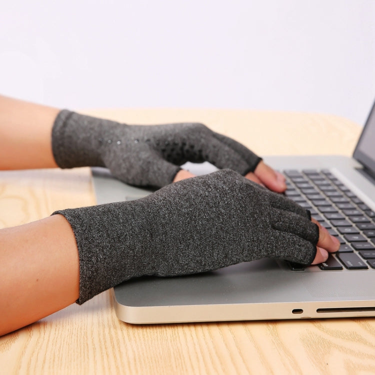 Hemp Gray Dispensing A Pair Sports Breathable Health Care Half Finger Gloves Rehabilitation Training Arthritis Pressure Gloves, Size:M - Safety Gloves by PMC TechLife | Online Shopping South Africa | PMC TechLife