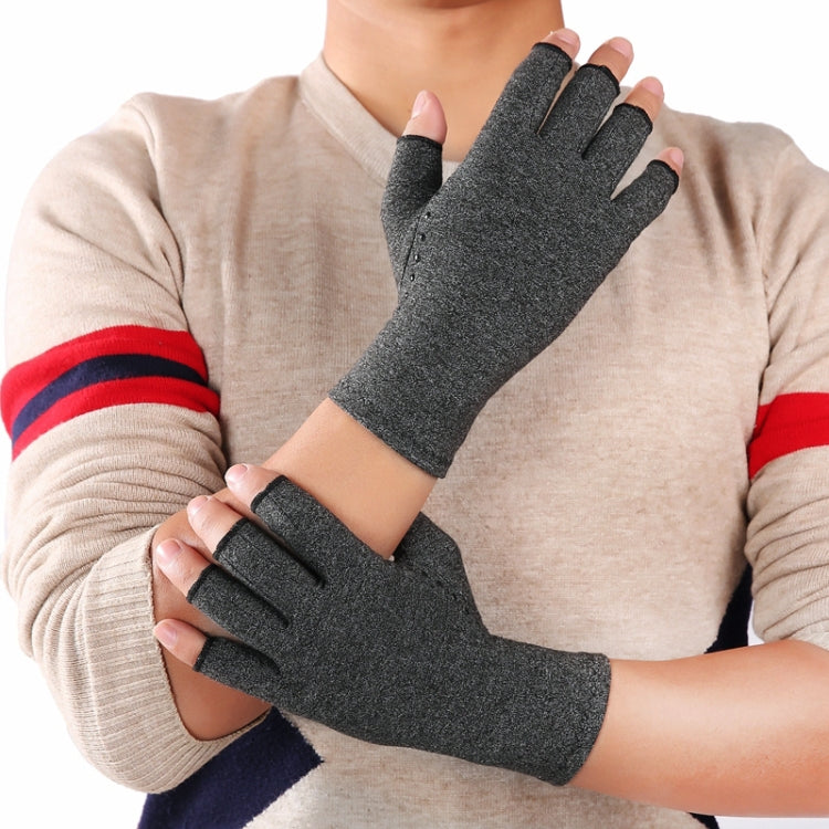 Hemp Gray Dispensing A Pair Sports Breathable Health Care Half Finger Gloves Rehabilitation Training Arthritis Pressure Gloves, Size:M - Safety Gloves by PMC TechLife | Online Shopping South Africa | PMC TechLife