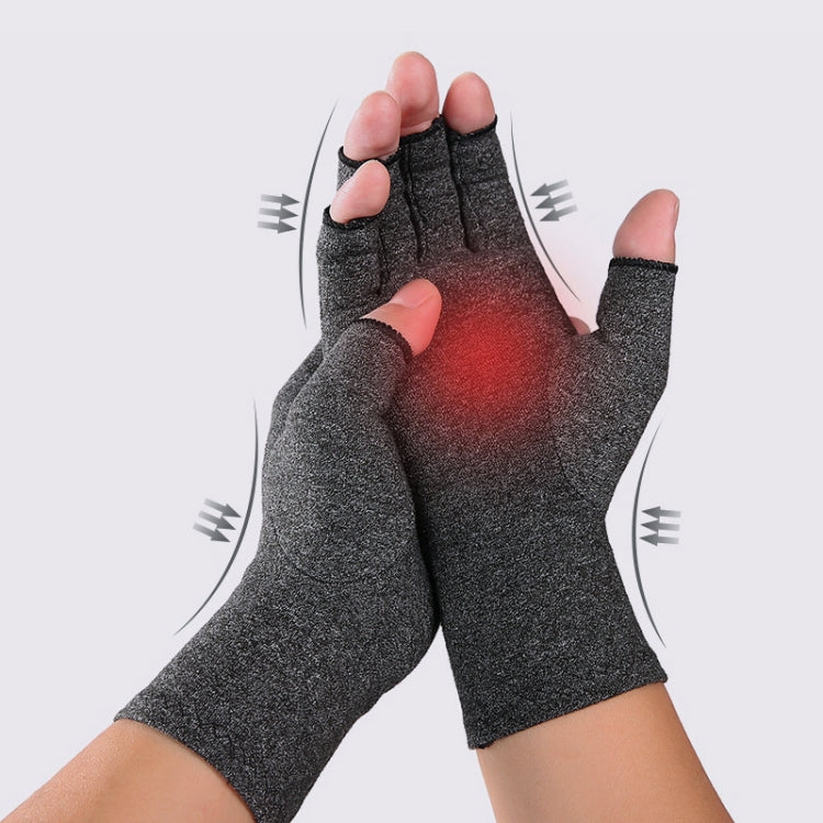 Black Fiber A Pair Sports Breathable Health Care Half Finger Gloves Rehabilitation Training Arthritis Pressure Gloves, Size:L - Safety Gloves by PMC TechLife | Online Shopping South Africa | PMC TechLife