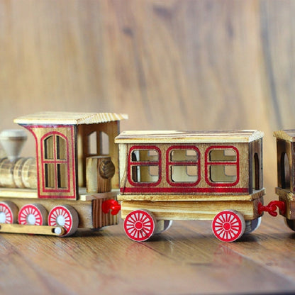 Wooden Three Section Locomotive Office Creative Home Decoration Simulation Toy, Style:Wooden Three Section Train - Model Toys by PMC Jewellery | Online Shopping South Africa | PMC Jewellery