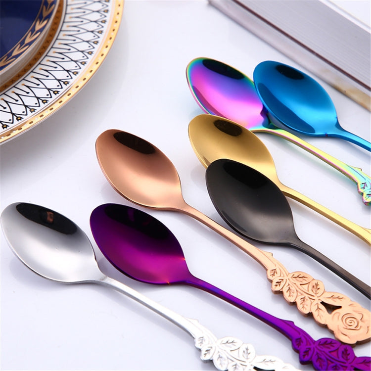 Small Mini Stainless Steel Rose Flower Coffee Spoon Strring Spoon Teaspoon Tea Spoon Dessert Spoon Long Handle Tableware(Rose Gold) - free shipping - PMC TechLife - Order now!