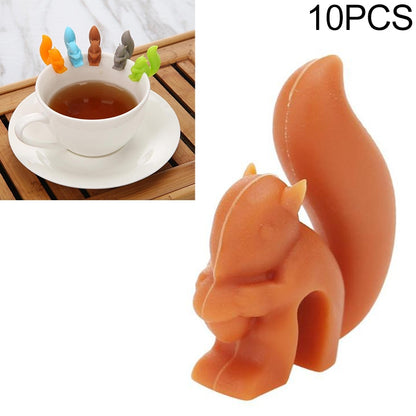 10 PCS Silicone Squirrel Tea Bag Multi-function Wine Glass Cup Recognizer(Coffee) - Tea Strainers by PMC Jewellery | Online Shopping South Africa | PMC Jewellery