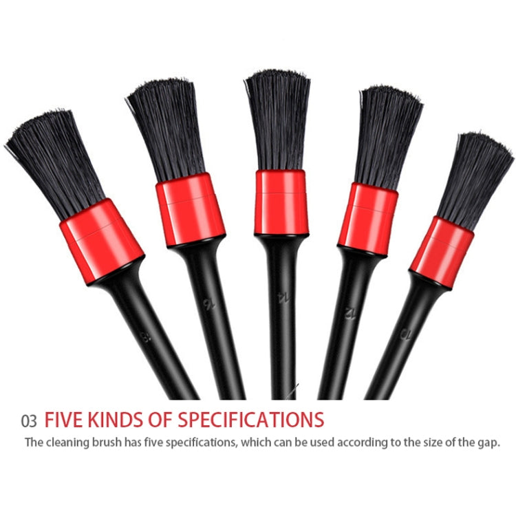 5 in 1 Car Detailing Brush Cleaning Natural Boar Hair Brushes Auto Detail Tools Products Wheels Dashboard,Random Color Delivery - Car washing supplies by PMC TechLife | Online Shopping South Africa | PMC TechLife