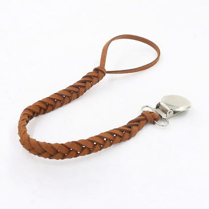 3 PCS Baby Pacifier Chain Leather Woven Anti-off Chain(Brown) - Cups & Silicone Nipple by PMC Jewellery | Online Shopping South Africa | PMC Jewellery
