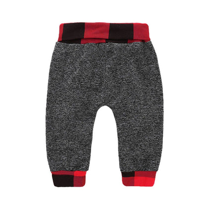 Hoodies Toddler Plaid Hooded Tops Long Pants Kids Set, Kid Size:70cm(Dark Grey) - Boy Clothing by PMC Jewellery | Online Shopping South Africa | PMC Jewellery