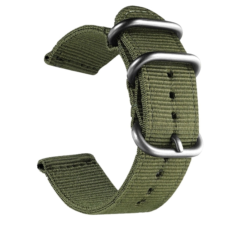 Washable Nylon Canvas Watchband, Band Width:22mm(Army Green with Silver Ring Buckle) - free shipping - PMC TechLife - Order now!