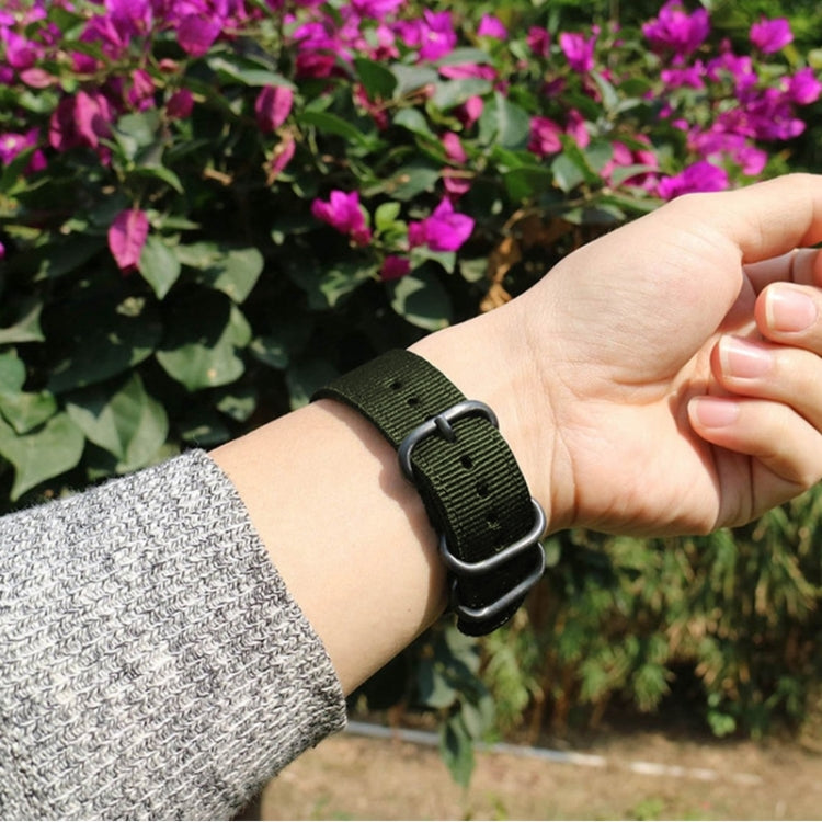 Washable Nylon Canvas Watchband, Band Width:22mm(Army Green with Silver Ring Buckle) - free shipping - PMC TechLife - Order now!