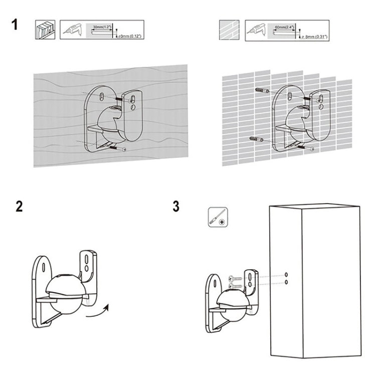 Pair Black Surround Sound Speaker Wall Mount Brackets 45 Degree Rotatable Design TV Wall Mount 8 x 4.5 x 5.8cm - free shipping - PMC TechLife - Order now!