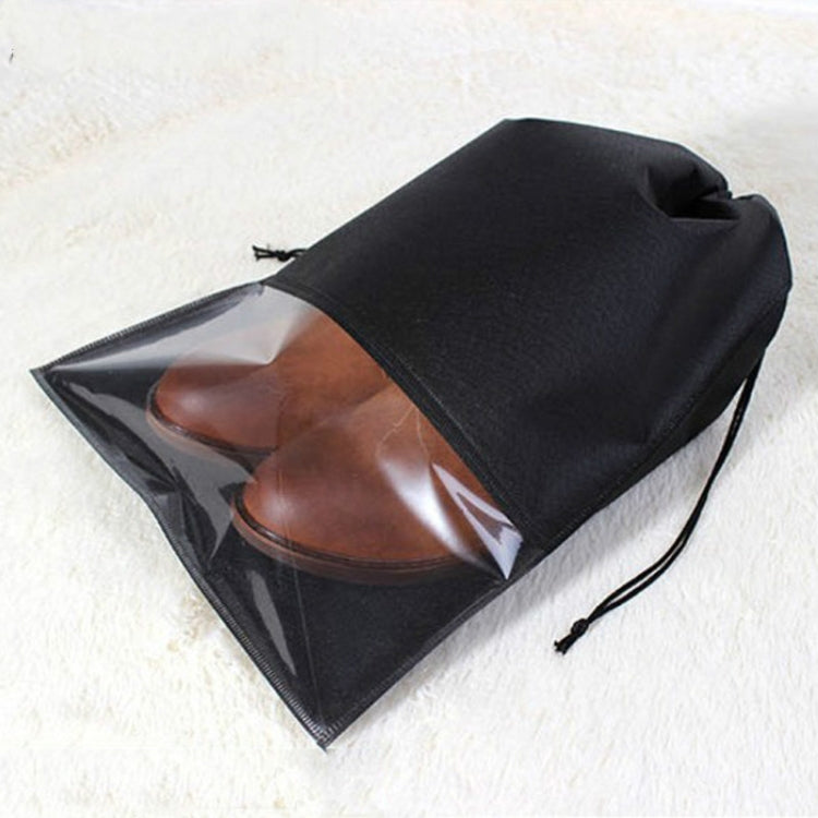 10 PCS Waterproof Shoes Storage Bag Pouch Portable Travel Organizer Drawstring Bag Cover Non-Woven Organizer, Size:32x44cm(Black) - Storage Bags by PMC TechLife | Online Shopping South Africa | PMC TechLife