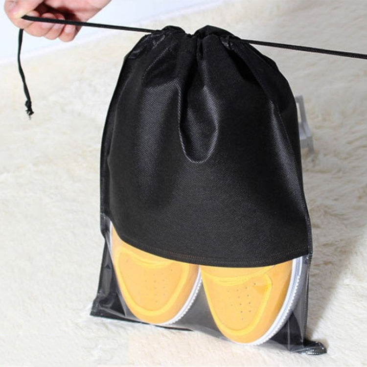 10 PCS Waterproof Shoes Storage Bag Pouch Portable Travel Organizer Drawstring Bag Cover Non-Woven Organizer, Size:32x44cm(Black) - Storage Bags by PMC TechLife | Online Shopping South Africa | PMC TechLife