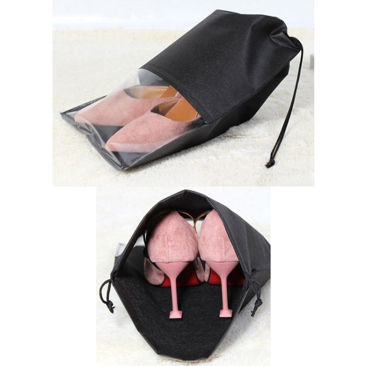 10 PCS Waterproof Shoes Storage Bag Pouch Portable Travel Organizer Drawstring Bag Cover Non-Woven Organizer, Size:32x44cm(Black) - Storage Bags by PMC Jewellery | Online Shopping South Africa | PMC Jewellery