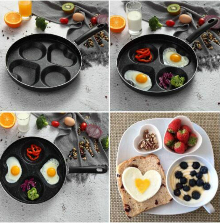 Multifunction Nonstick Frying Pan Aluminium Alloy 4 Units Cookware Fry Egg Pan Pancake Steak Pan for Gas Cooker(10 Inch Round) - Pans by PMC Jewellery | Online Shopping South Africa | PMC Jewellery
