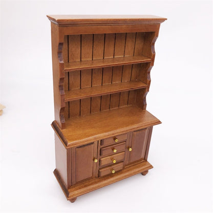 1/12 Dollhouse Miniature Furniture Multifunction Wood Cabinet Bookcase(Brown) - Pretend Play Toys by PMC Jewellery | Online Shopping South Africa | PMC Jewellery