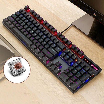 Rapoo V500 PRO Mixed Light 104 Keys Desktop Laptop Computer Game Esports Office Home Typing Wired Mechanical Keyboard(Tea Shaft) - Wired Keyboard by Rapoo | Online Shopping South Africa | PMC Jewellery | Buy Now Pay Later Mobicred