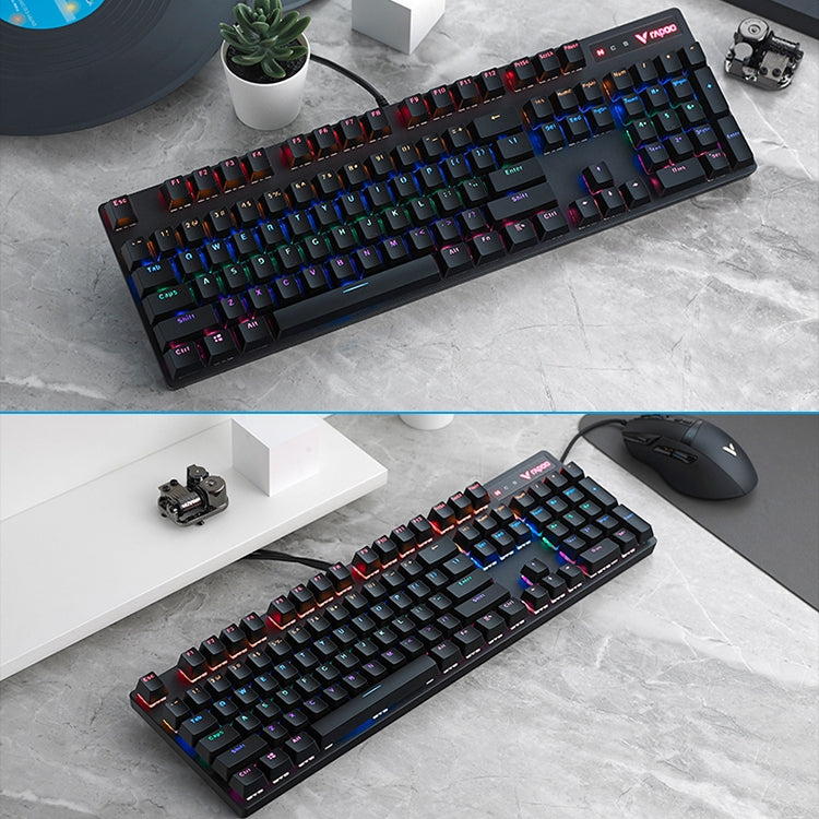 Rapoo V500 PRO Mixed Light 104 Keys Desktop Laptop Computer Game Esports Office Home Typing Wired Mechanical Keyboard(Red Shaft) - Wired Keyboard by Rapoo | Online Shopping South Africa | PMC Jewellery | Buy Now Pay Later Mobicred