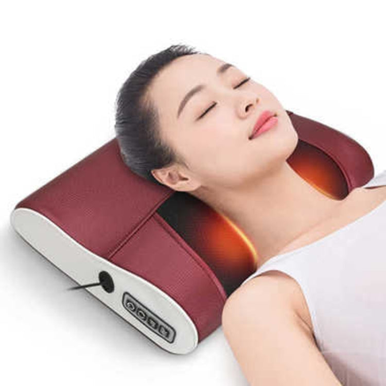 Cervical Spine Massage Pillow Neck Waist Back Multifunctional Electric Massage Cushion, Plug Type:AU Plug(Red White) - free shipping - PMC TechLife - Order now!