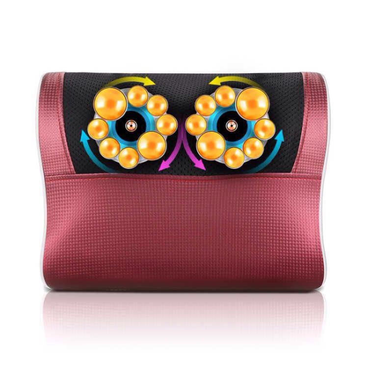 Cervical Spine Massage Pillow Neck Waist Back Multifunctional Electric Massage Cushion, Plug Type:UK Plug(Red White) - free shipping - PMC TechLife - Order now!