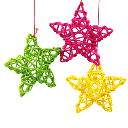 10 PCS 6cm Artificial Straw Ball DIY Decoration Rattan Stars Christmas Decor Home Ornament Supplies(Green) - Ornaments by PMC Jewellery | Online Shopping South Africa | PMC Jewellery