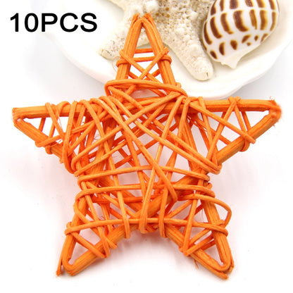 10 PCS 6cm Artificial Straw Ball DIY Decoration Rattan Stars Christmas Decor Home Ornament Supplies(Orange) - Ornaments by PMC Jewellery | Online Shopping South Africa | PMC Jewellery