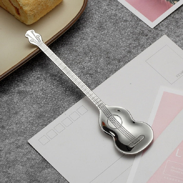 Stainless Steel Coffee Mixing Spoon Creative Musical Instrument Shape Spoon, Style:Guitar, Color:Silver - free shipping - PMC TechLife - Order now!
