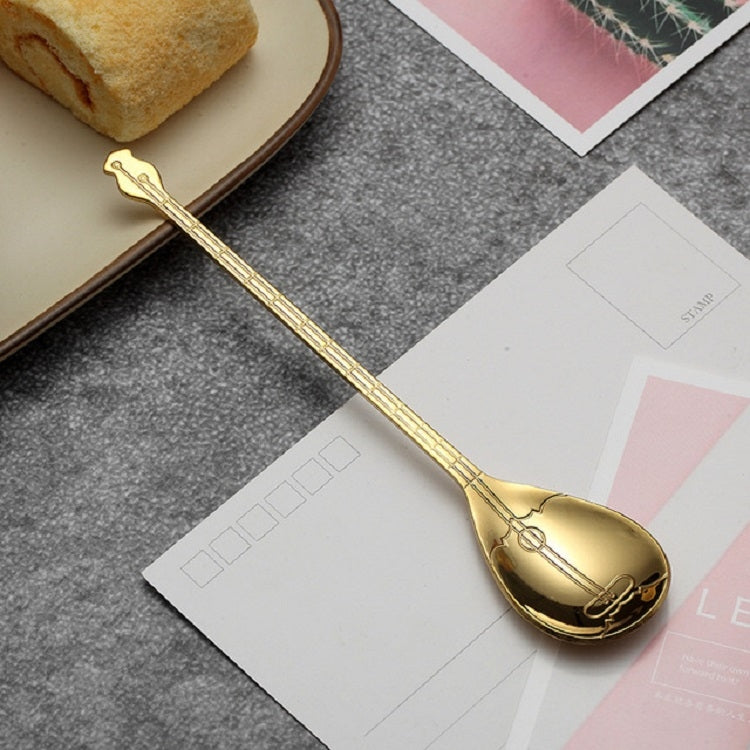 Stainless Steel Coffee Mixing Spoon Creative Musical Instrument Shape Spoon, Style:Lute, Color:Titanium Gold - free shipping - PMC TechLife - Order now!