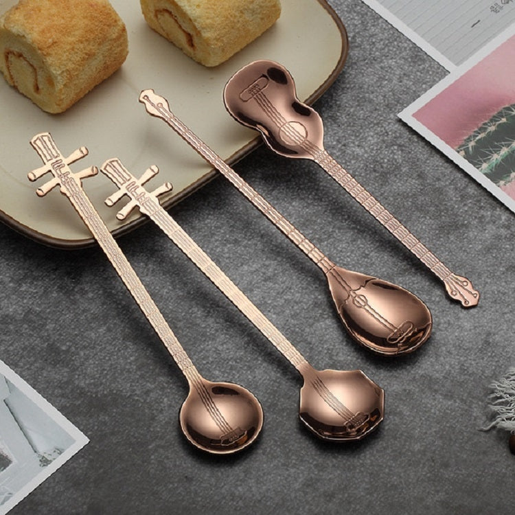 Stainless Steel Coffee Mixing Spoon Creative Musical Instrument Shape Spoon, Style:Guitar, Color:Rose Gold - free shipping - PMC TechLife - Order now!