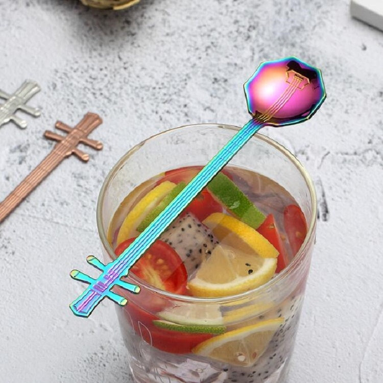 Stainless Steel Coffee Mixing Spoon Creative Musical Instrument Shape Spoon, Style:Lute, Color:Rose Gold - free shipping - PMC TechLife - Order now!