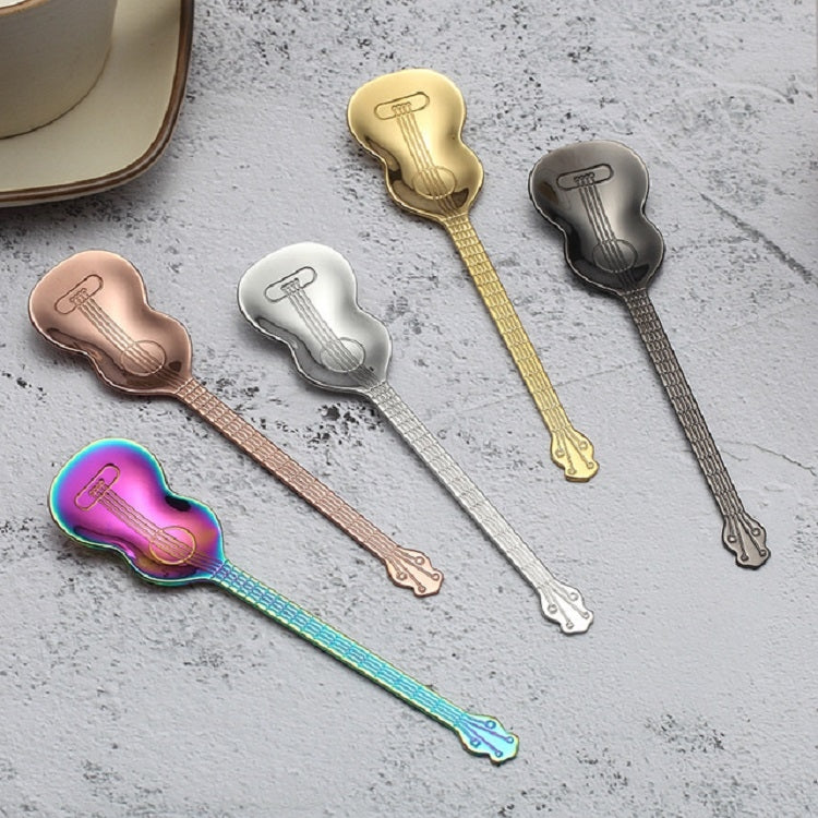 Stainless Steel Coffee Mixing Spoon Creative Musical Instrument Shape Spoon, Style:Yueqin, Color:Titanium Black - free shipping - PMC TechLife - Order now!