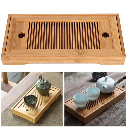 Bamboo Tea Trays Kung Fu Tea Accessories Tea Tray Table With Drain Rack(primary color) - Tea Trays by PMC Jewellery | Online Shopping South Africa | PMC Jewellery