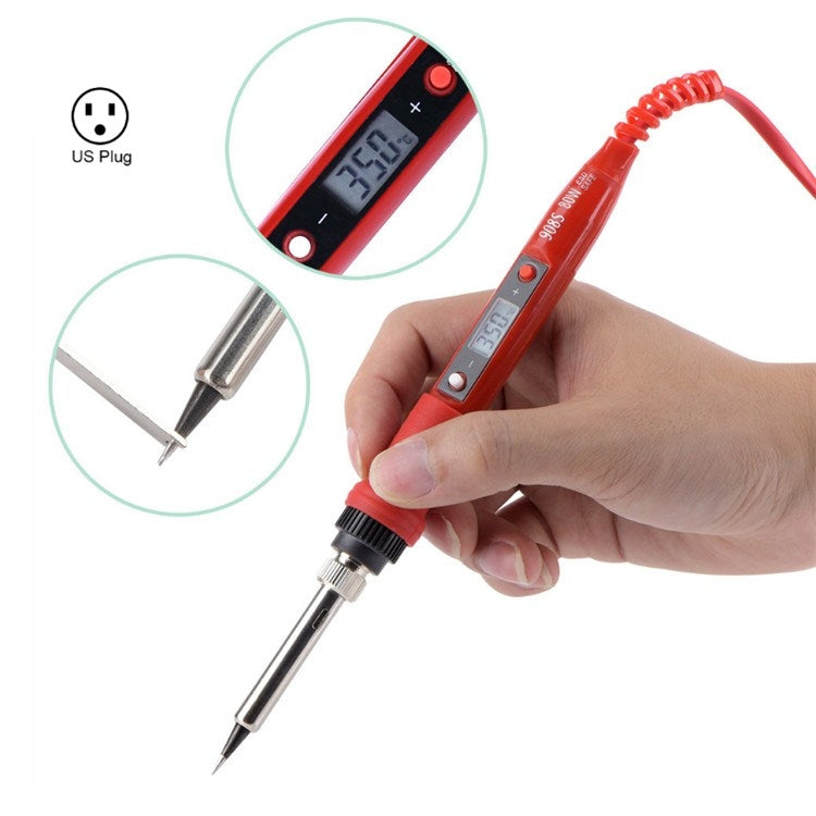 908S 80W LCD Thermostat Soldering Iron Constant Temperature Soldering Iron, Plug Type:US Plug(Red) - Electric Soldering Iron by PMC Jewellery | Online Shopping South Africa | PMC Jewellery