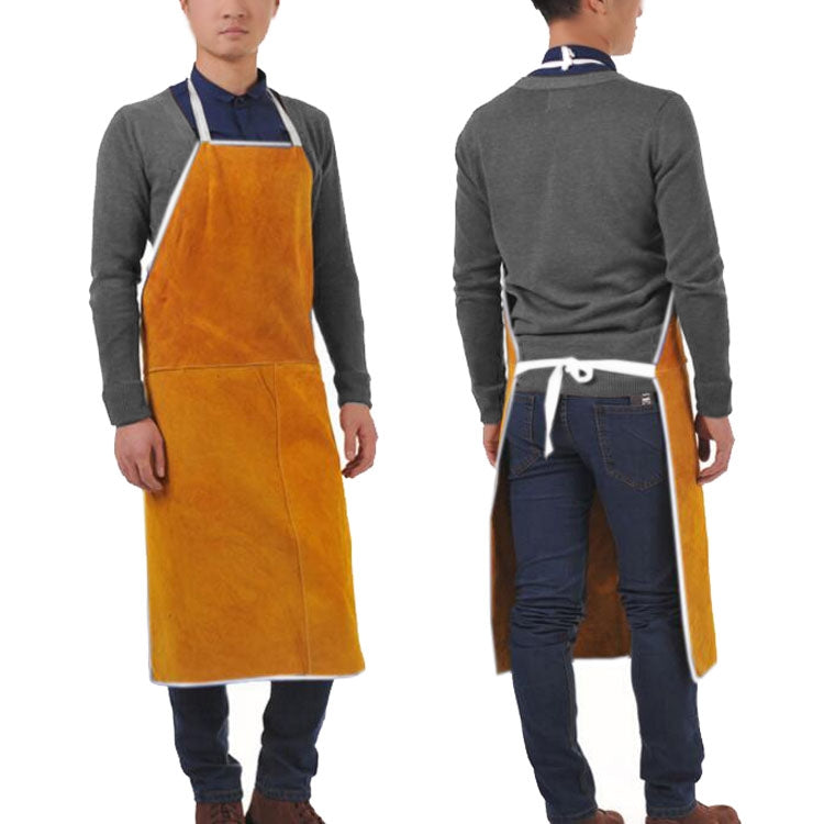 Full Leather Electric Welding Apron High Temperature Fireproof Star Splash Protective Clothing(Orange) - Protective Clothing by PMC Jewellery | Online Shopping South Africa | PMC Jewellery
