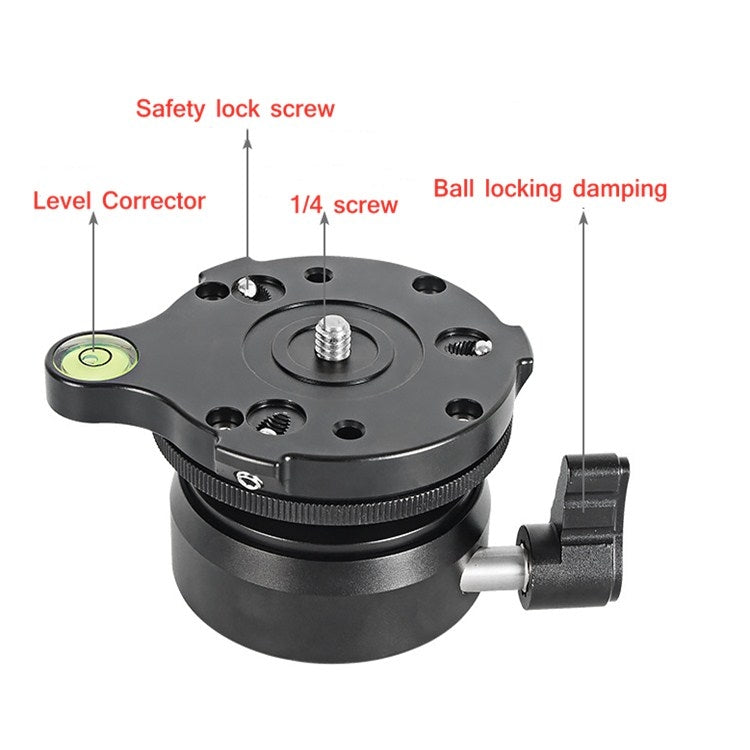 BEXIN DY-60N 1/4 inch Thread Dome Professional Tripod Leveling 360 Degree Panorama Head Base with Bubble Level & 3/8 inch Screw Adapter - Tripod Heads by BEXIN | Online Shopping South Africa | PMC TechLife | Buy Now Pay Later Mobicred