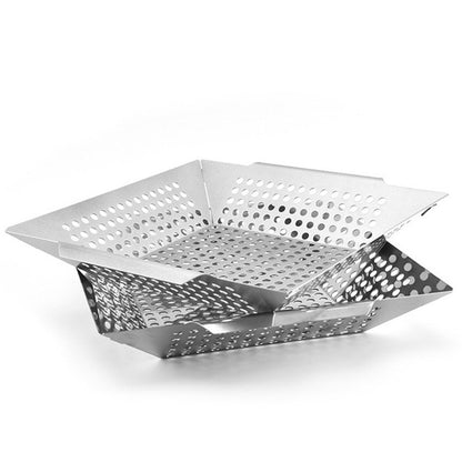 Stainless Steel Square Grill Leak Tray With Hole Grill Tray Outdoor Grill Tool BBQ Vegetables 12 inch Grill Tray - Cookwares & Tablewares by PMC Jewellery | Online Shopping South Africa | PMC Jewellery