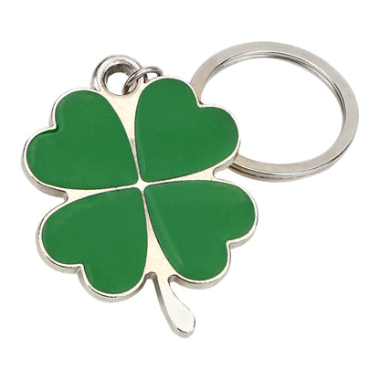 Green Leaf Car Keychain Keyring Lucky Key Chain Purse Bag Pendants Steel Stainless Car Styling Four-leaf Clover Key Rings - Key Rings by PMC Jewellery | Online Shopping South Africa | PMC Jewellery